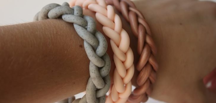 3 armbanden-pigtails: van polymeerklei, stof en oud T-shirt