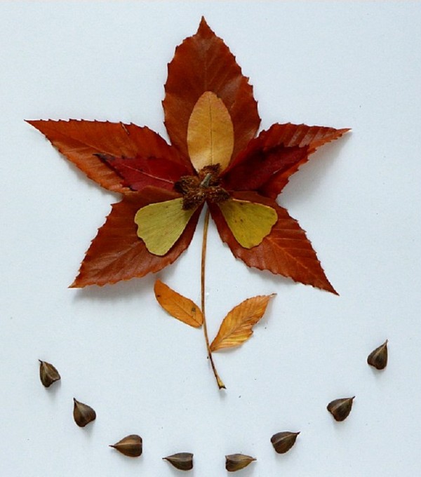 Applique van herfstbladeren voor kleuterschool en 1-2 klassen van school, hoofdklassen met foto en video