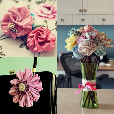 Satijnen bloemen met uw eigen handen
