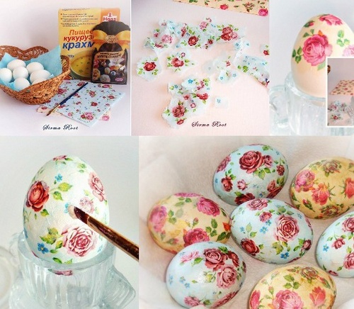 Pasen-decoupage van eieren