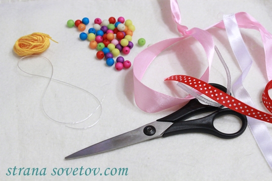 Kinderset: armband en ketting van linten en kralen