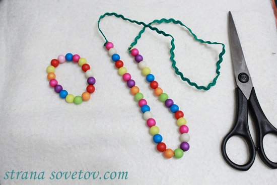 Kinderset: armband en ketting van linten en kralen