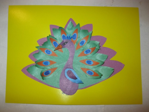 Hoe een vogeltoepassing maken van gekleurd papier, masterclass. Toepassing van vogels voor kinderen, stap voor stap foto's