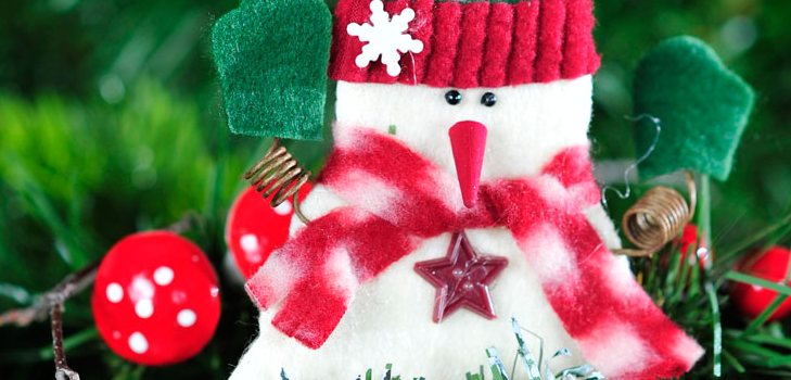 De originele sneeuwpopmagneet gemaakt van vilt