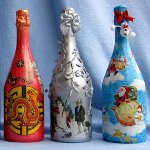 Oud en nieuw decoupage van flessen