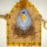 Paaskaarten: kip in het nest