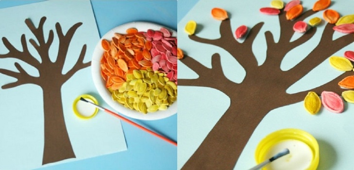 Ambachten "Gifts of Autumn" met hun eigen handen van natuurlijke materialen voor de kleuterschool en op school