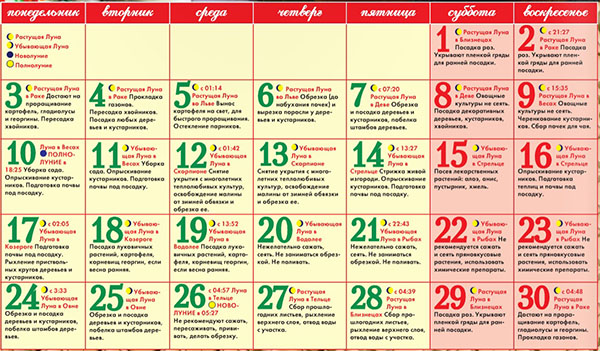 Lunar Seed Calendar voor april 2017