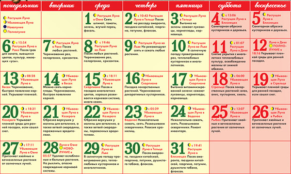 Lunar Seed Calendar voor maart 2017