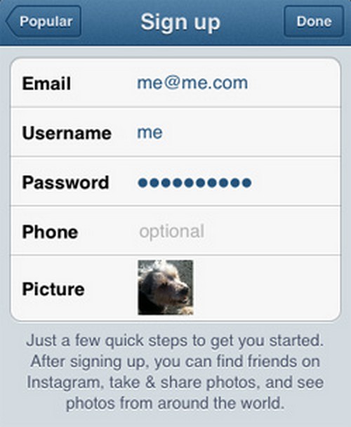 Instructies voor registratie op Instagram
