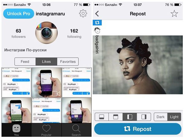Hoe een repost te maken op Instagram