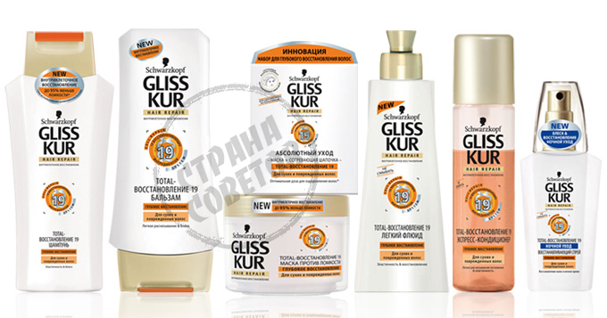 Gliss Kur Total-Recovery 19 shampoo, balsem, masker, vloeibaar, uitdrukkend conditioner, spray