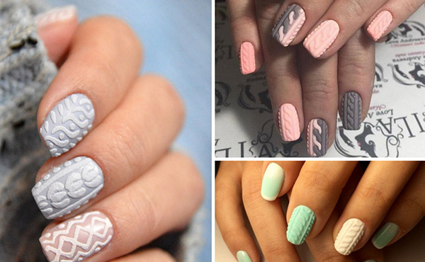 Gebreide manicure - een stijlvolle wintertrend