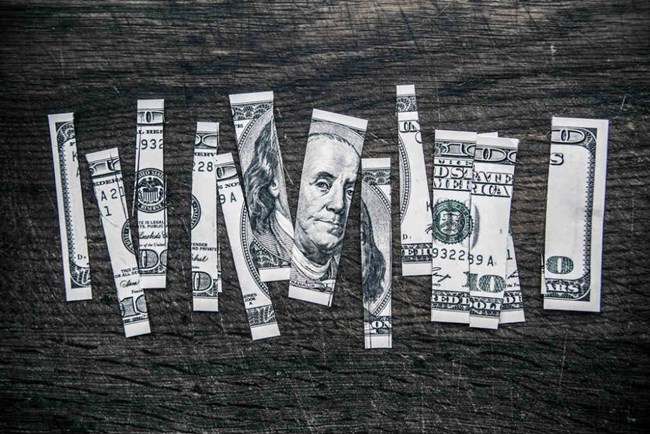 De gesneden dollarbiljet