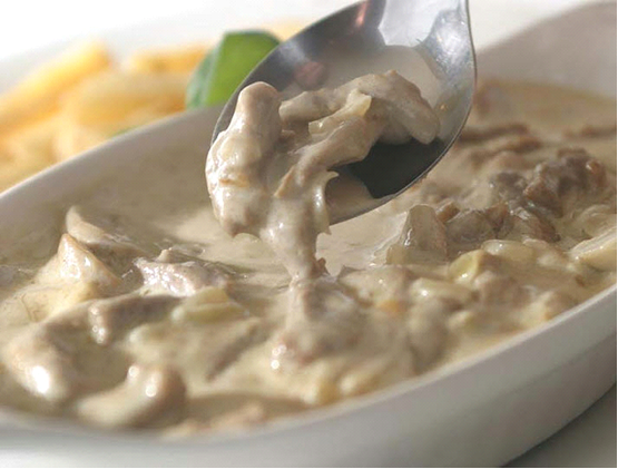 beef stroganoff met mosterd