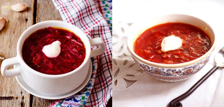 Borsch voor de winter in blik, recepten voor bereidingen met bieten en kool, tomatenpuree en zonder