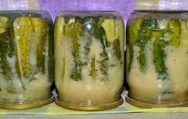 Komkommers met mosterd voor de winter zonder sterilisatie en daarmee, op warme en koude manier. Salade van overrijpe komkommers met mosterd