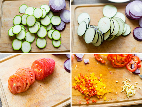 Een eenvoudig recept: ratatouille in pittige saus