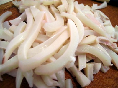 Salade met garnalen en inktvis