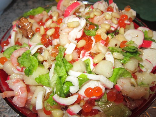 Garnalensla met tomaten