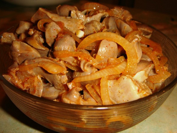 Salade van kippenmagen