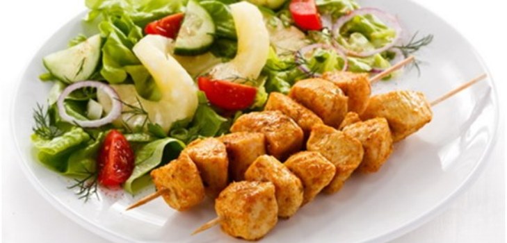 shish kebab met groenten