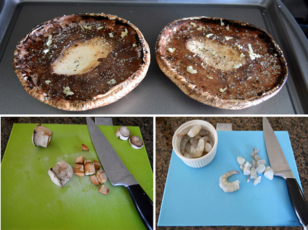 Gegrilde champignons met tomaat en garnalen vulling, heerlijk recept