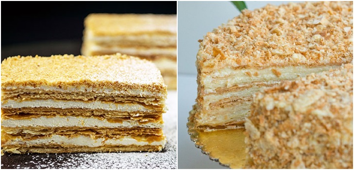 Cake "Napoleon", recepten met een foto thuis: klassiek (Sovjet), met vla, met gecondenseerde melk, van bladerdeeg