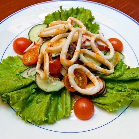 Lenten tafeldecoratie - inktvis salade