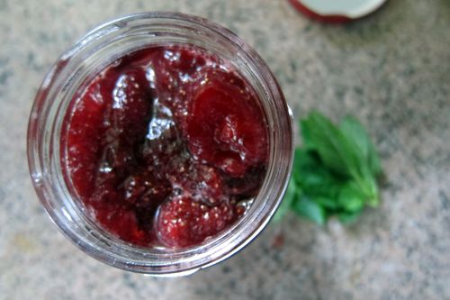Aardbeienjam met munt