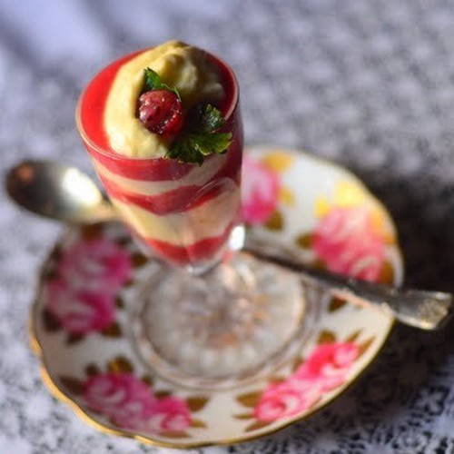 Vegetarische desserts op de feestelijke tafel