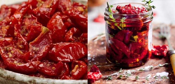 In de zon gedroogde tomaten, recepten thuis. Hoe in de winter gedroogde tomaten in een groentendroger, oven te maken