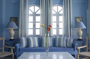 Interieur in blauwe kleur